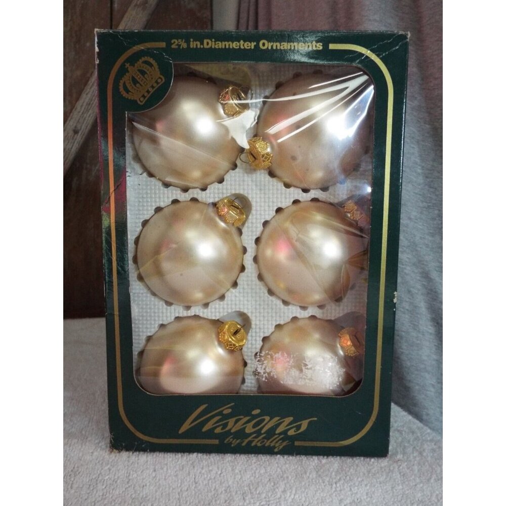 Vintage Christmas "Holly Ornaments" - "Vision" - 2 5/8" Round Diameter  Preowned